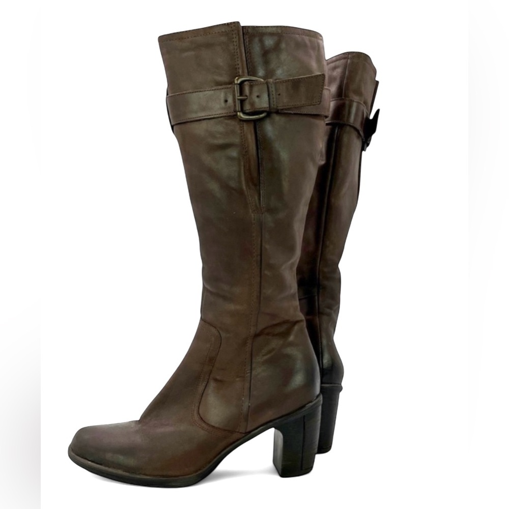 Clarks Brown Zip Boot Adjust Calf w/Buckle